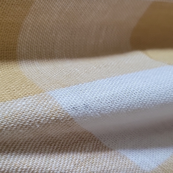 Who What Wear S Yellow Gingham Linen Blend Puff Sleeve Dress Boho Country Chic - Picture 11 of 12